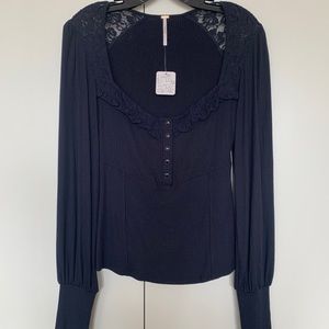 Black Lace Free People Blouse